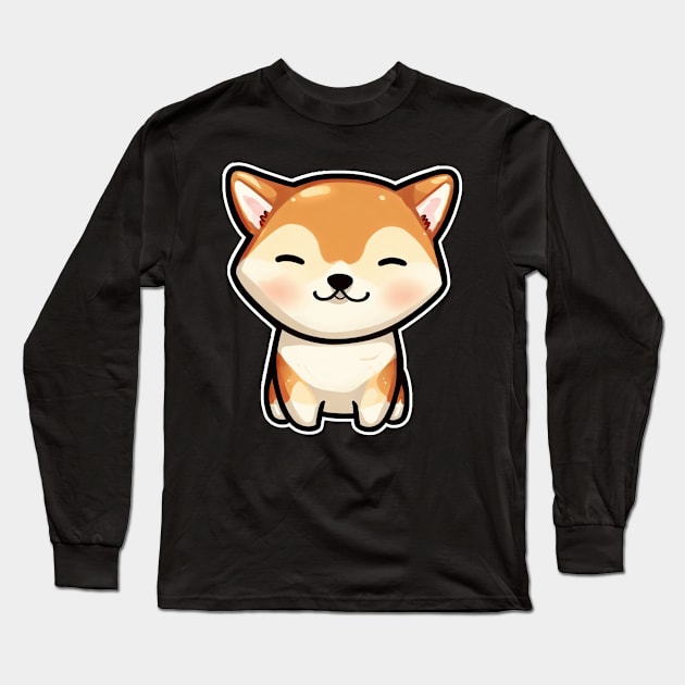 cute baby fox cartoon vector illustration Long Sleeve T-Shirt by art poo